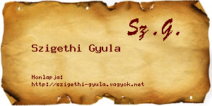 Szigethi Gyula névjegykártya